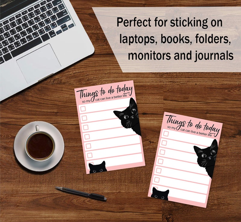 DAILY RITMO Funny Black Cat Lover Small to Do List Sticky Notes  Pink | Things to Do Today | Humor Notebook Notepad Note Card for Women Gift| 50 Pages 4x6 by DAILY RITMO - Image 3